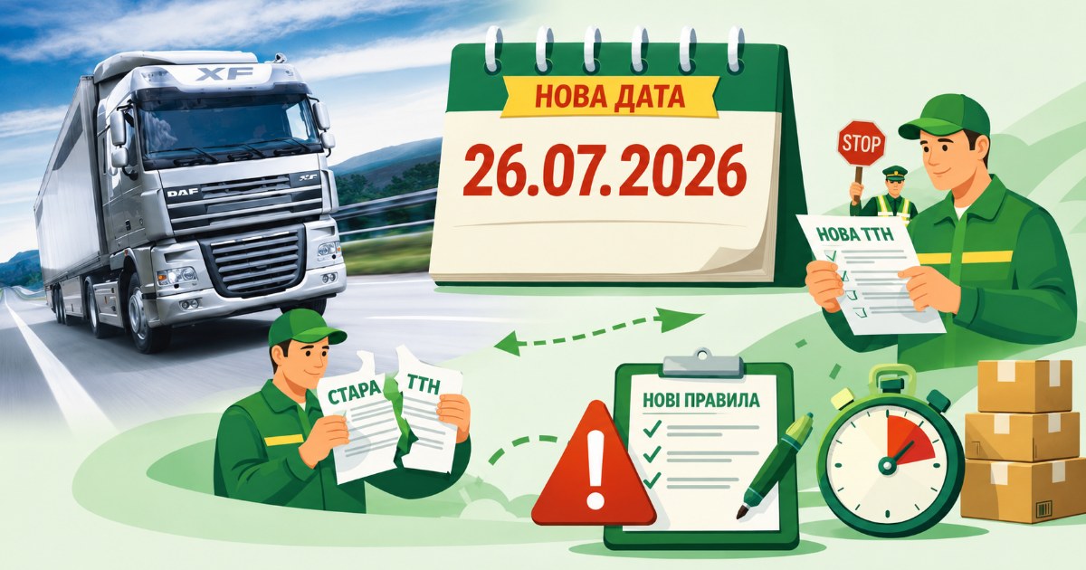 🚚 УВАГА ⚠️ Перевізники та Вантажовідправники! З 26 липня 2026 року діє нова форма ТТН