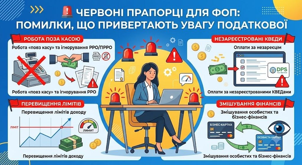 🚨  ⚠️ ❗️Червоні прапорці ФОП: як не перетворити спрощену систему на податкову пастку
