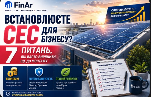 ☀️Встановлюєте СЕС для бізнесу? 7 питань, які варто вирішити до монтажу