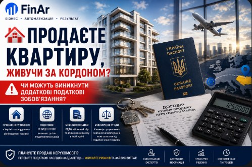 🌍 Серія: Податкові ризики для українців за кордоном Стаття 2 🏠 Продаж квартири, якщо ви живете за кордоном: які податки можуть виникнути та як їх уникнути.