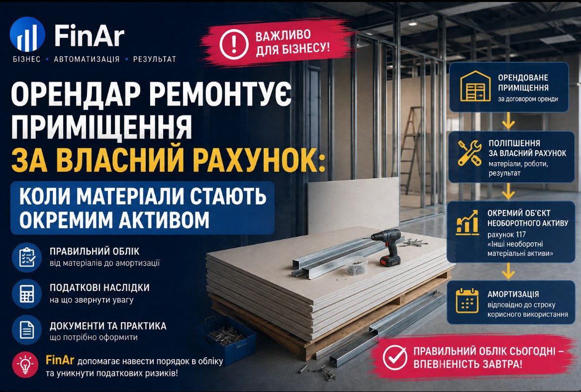 🛠️ Орендар ремонтує приміщення за власний рахунок: коли матеріали стають окремим активом