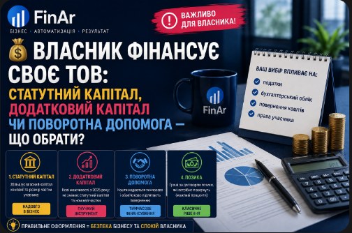 💰 Власник фінансує своє ТОВ: статутний капітал, додатковий капітал чи поворотна допомога — що обрати?