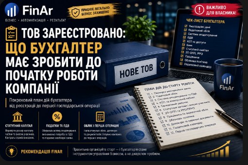 📋 ТОВ зареєстровано: що бухгалтер має зробити до початку роботи компанії