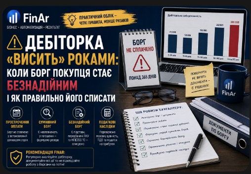⚠️ Дебіторка «висить» роками: коли борг покупця стає безнадійним і як правильно його списати