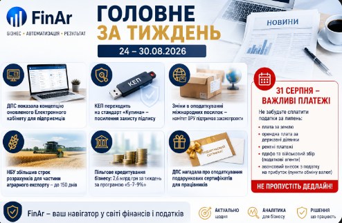 📰 Головне за тиждень: що змінилося для ФОП і ТОВ з 24 по 30 серпня 2026 року
