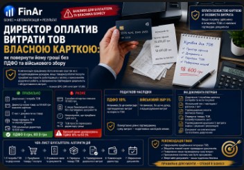 💳 Директор оплатив витрати ТОВ власною карткою: як повернути йому гроші без ПДФО та військового збору
